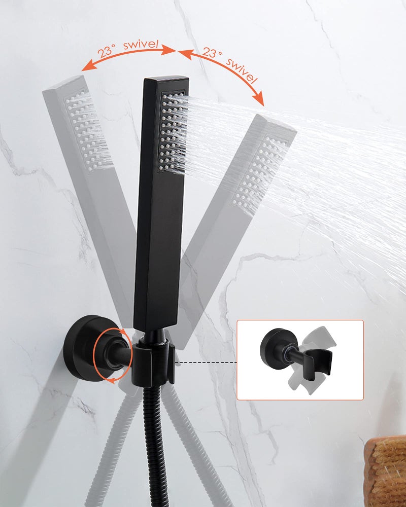 PHASAT Shower Head Holder Wall Mount SUS304 Stainless Steel Shower Wand Holder,Adjustable Handheld Shower Head Bracket Holder Matte Black,A13021B - Image 2